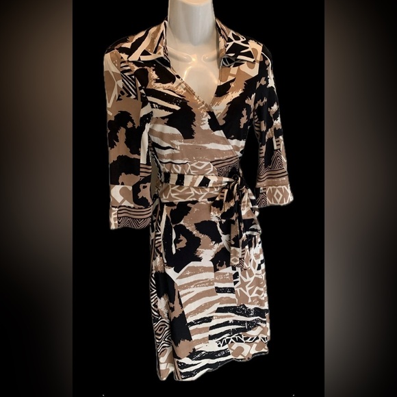 Diane von Furstenberg Fall Abstract Jersey Silk Julian Wrap Dress Small S 6 - Picture 3 of 7